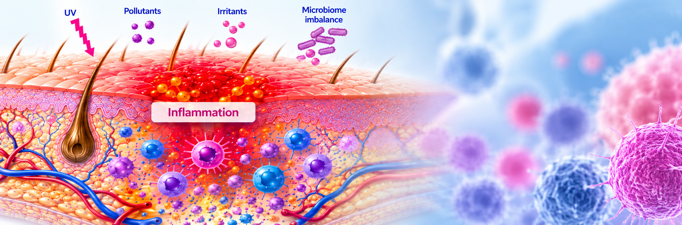 infographie colorée de l’inflammation cutanée